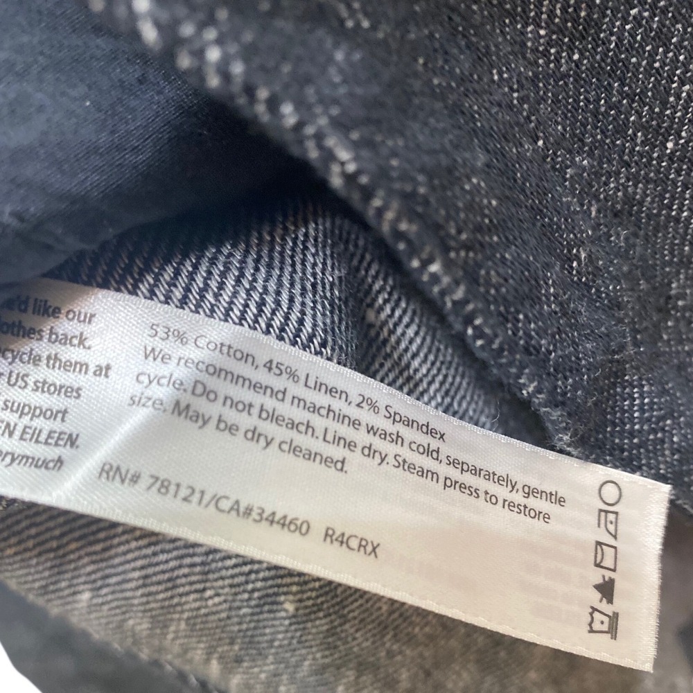 Eileen Fisher Womens Dark Wash Denim Cotton Linen Utility Jacket Blue Size Med - Picture 3 of 4